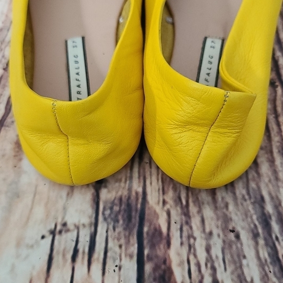 ZARA trafaluc Yellow Leather Ballet flats EUR 37 / US 6.5 Ballerina - Picture 3 of 12